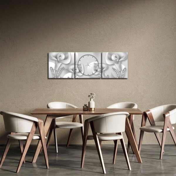 Tablou -Design flori (cu ceas) (90x30 cm)