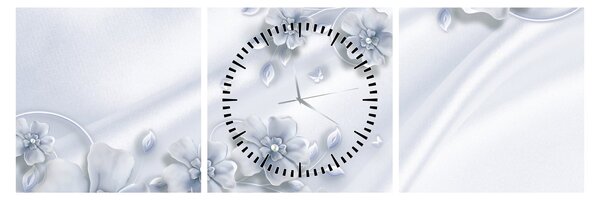 Tablou - Design flori (cu ceas) (90x30 cm)