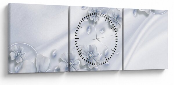 Tablou - Design flori (cu ceas) (90x30 cm)