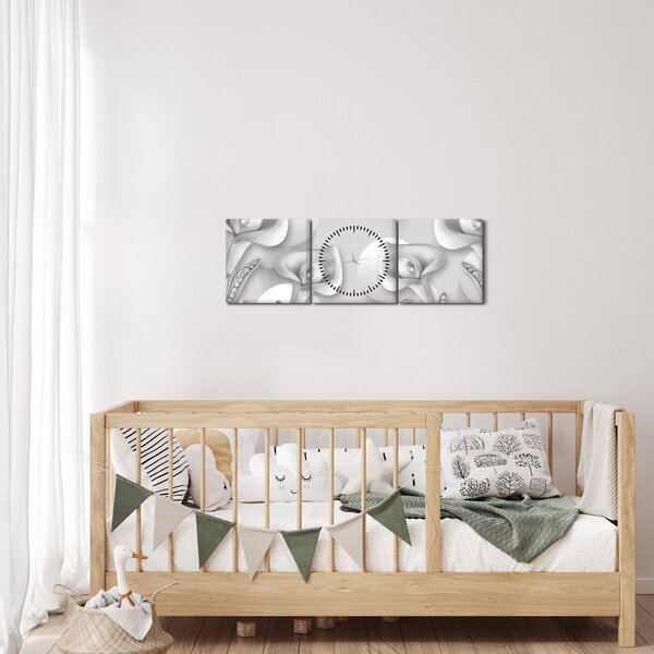 Tablou -Design flori (cu ceas) (90x30 cm)