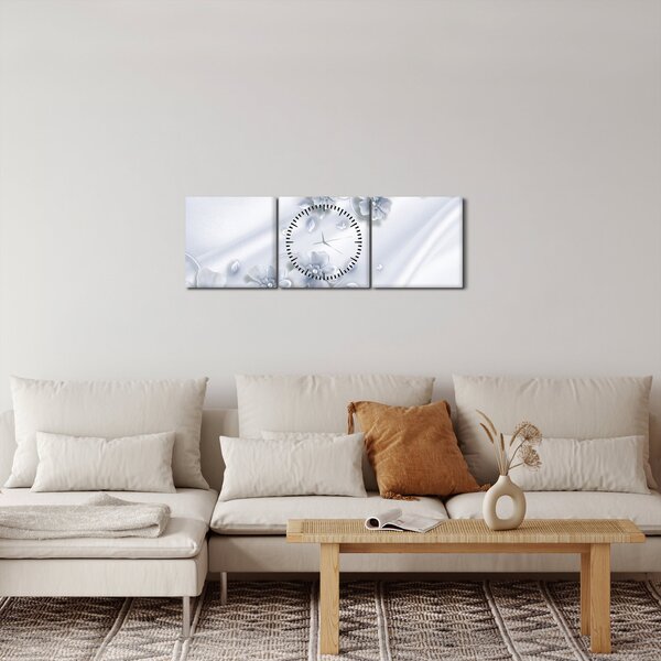 Tablou - Design flori (cu ceas) (90x30 cm)