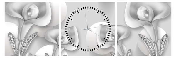 Tablou -Design flori (cu ceas) (90x30 cm)