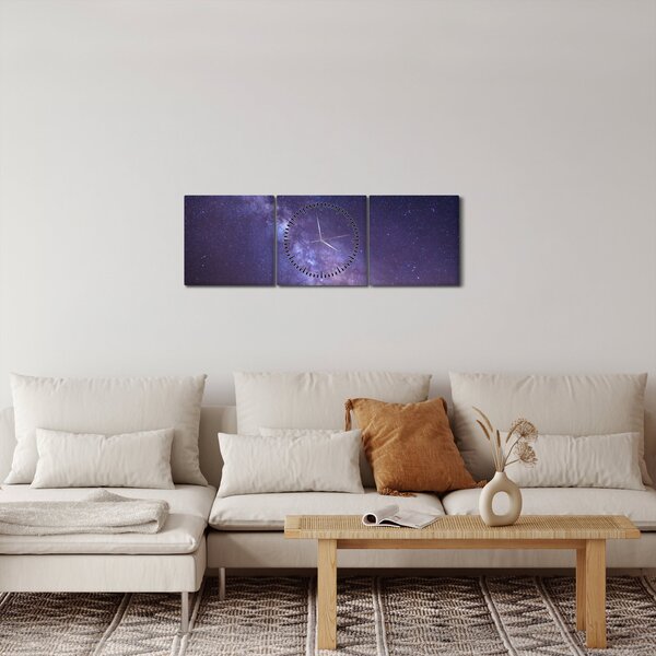 Tablou Cu privire la univers (cu ceas) (90x30 cm)