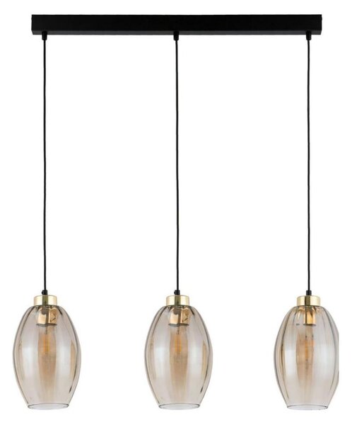 Lustră LED suspendată pe cablu SEBO 3xE27/15W/230V negru/bej fumuriu