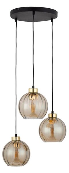 Lustră LED suspendată pe cablu DEVI 3xE27/15W/230V negru/bej fumuriu