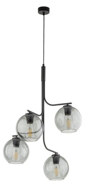 Lustră LED suspendată pe cablu CESAR 4xE27/15W/230V negru/gri fumuriu