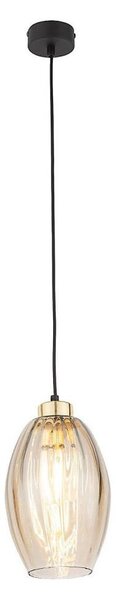 Lampă suspendată LED pe cablu SEBO 1xE27/15W/230V negru/bej fumuriu