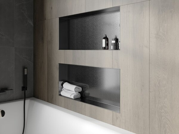 Mexen X-Wall-NR, raft încastrat fără flanșă 75 x 30 cm, grafit mat - 19E1753010
