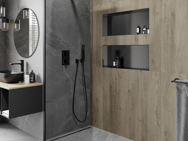 Mexen X-Wall-NR, raft încastrat fără flanșă 75 x 30 cm, grafit mat - 19E1753010