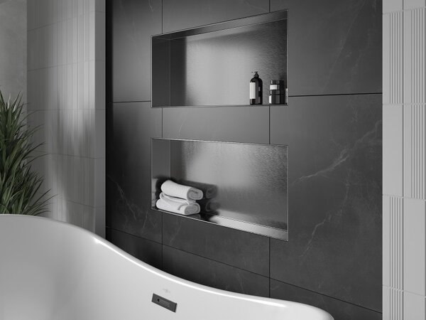 Mexen X-Wall-NR, raft încastrat fără flanșă 75 x 30 cm, grafit mat - 19E1753010