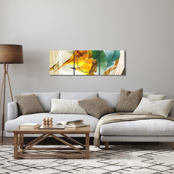 Tablou - Frunze (cu ceas) (90x30 cm)