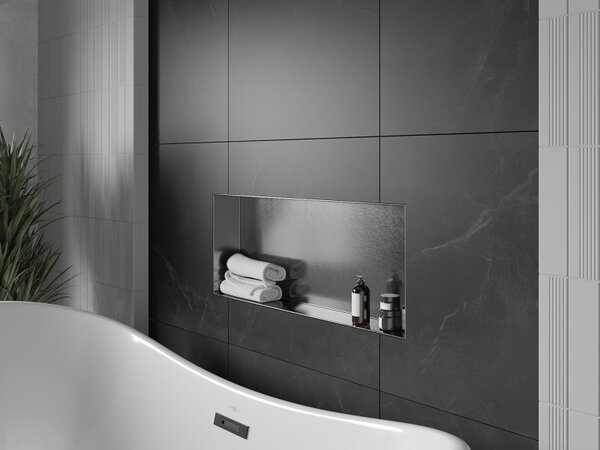 Mexen X-Wall-NR, raft încastrat fără flanșă 75 x 30 cm, grafit mat - 19E1753010