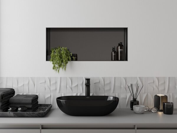 Mexen X-Wall-NR, raft încastrat fără flanșă 75 x 30 cm, grafit mat - 19E1753010