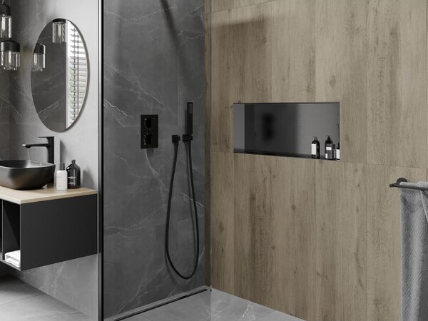 Mexen X-Wall-NR, raft încastrat fără flanșă 75 x 30 cm, grafit mat - 19E1753010