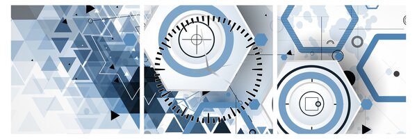 Tablou - Abstract geometric (cu ceas) (90x30 cm)