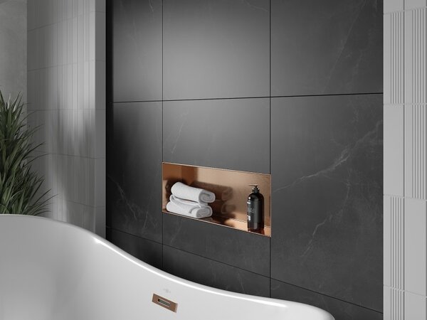 Mexen X-Wall-NR, raft încastrat fără flanșă 60 x 20 cm, cupru mat - 19C1602010