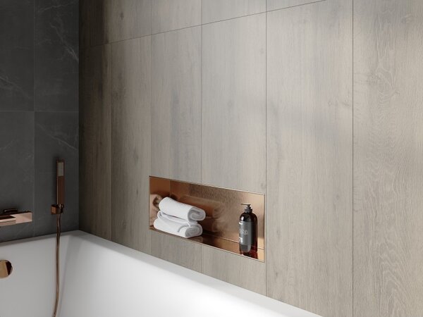 Mexen X-Wall-NR, raft încastrat fără flanșă 60 x 20 cm, cupru mat - 19C1602010