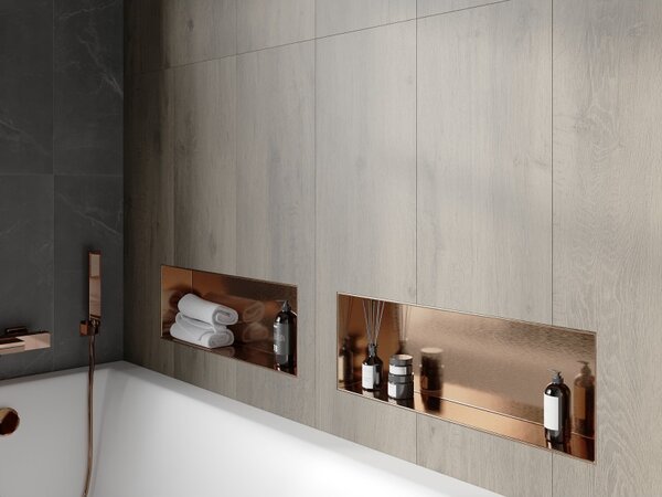 Mexen X-Wall-NR, raft încastrat fără flanșă 60 x 20 cm, cupru mat - 19C1602010