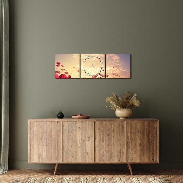 Tablou - Lunca cu flori (cu ceas) (90x30 cm)