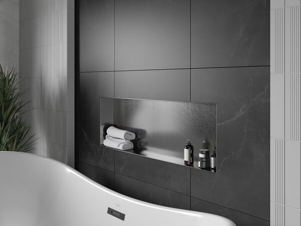 Mexen X-Wall-NR, raft încastrat fără flanșă 90 x 30 cm, grafit mat - 19E1903010