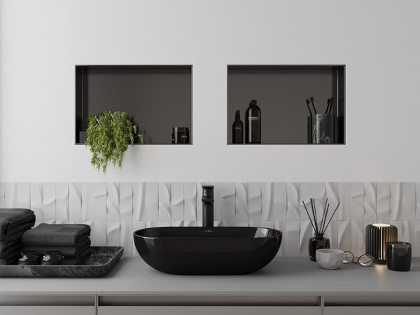 Mexen X-Wall-NR, raft încastrat fără flanșă 45 x 30 cm, grafit mat - 19E1453010