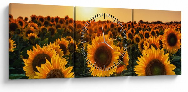 Tablou - Floarea soarelui (cu ceas) (90x30 cm)