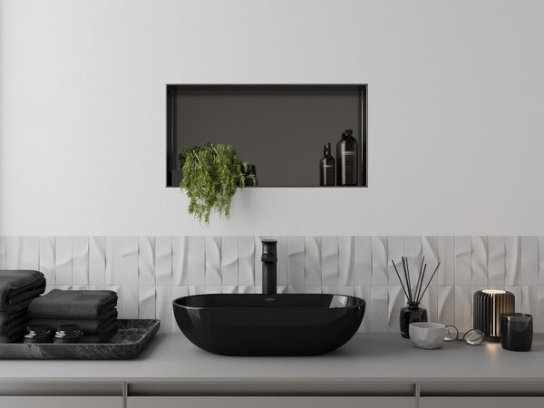Mexen X-Wall-NR, raft încastrat fără flanșă 60 x 30 cm, grafit mat - 19E1603010