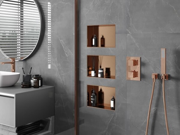 Mexen X-Wall-NR, raft încastrat fără flanșă 30 x 20 cm, cupru mat - 19C1302010