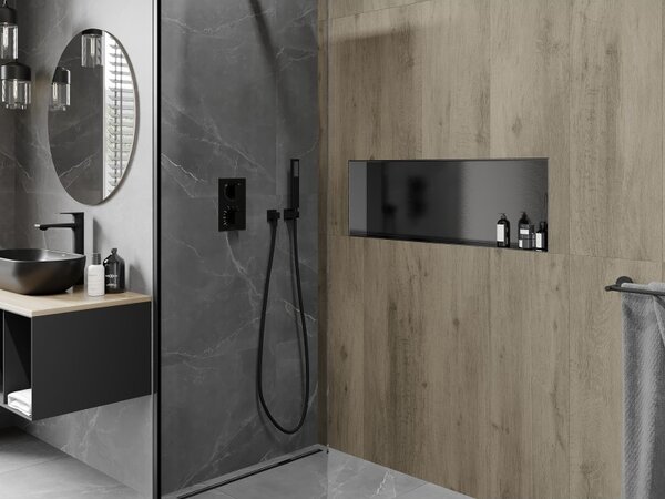 Mexen X-Wall-NR, raft încastrat fără flanșă 90 x 30 cm, grafit mat - 19E1903010