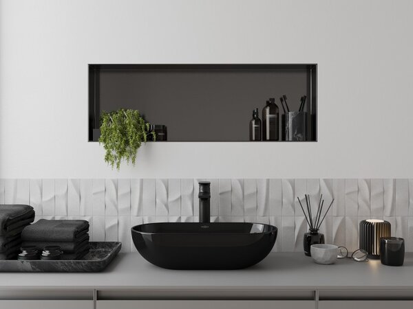 Mexen X-Wall-NR, raft încastrat fără flanșă 90 x 30 cm, grafit mat - 19E1903010