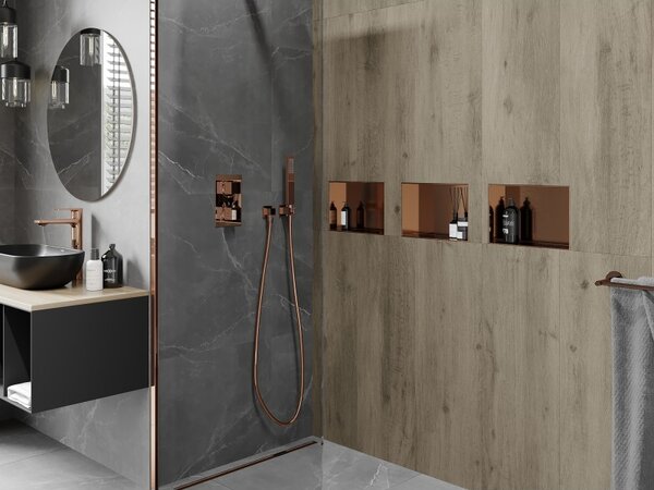 Mexen X-Wall-NR, raft încastrat fără flanșă 30 x 20 cm, cupru mat - 19C1302010