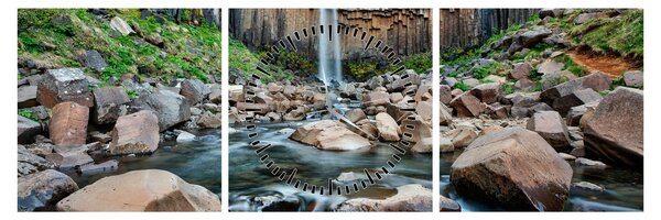 Tablou - Cascada Svartifoss, Islanda (cu ceas) (90x30 cm)