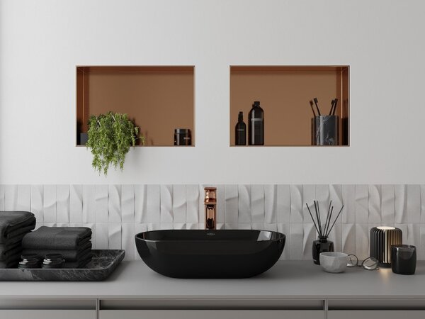 Mexen X-Wall-NR, raft încastrat fără flanșă 45 x 30 cm, cupru mat - 19C1453010