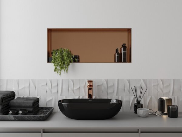 Mexen X-Wall-NR, raft încastrat fără flanșă 75 x 30 cm, cupru mat - 19C1753010