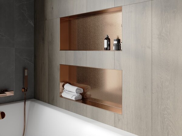 Mexen X-Wall-NR, raft încastrat fără flanșă 75 x 30 cm, cupru mat - 19C1753010