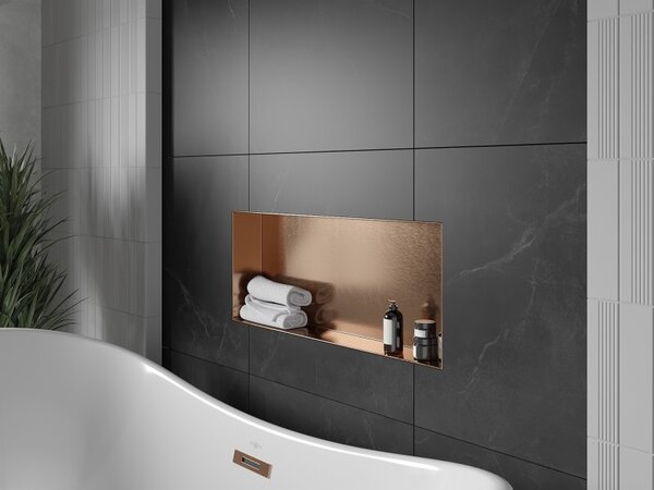 Mexen X-Wall-NR, raft încastrat fără flanșă 75 x 30 cm, cupru mat - 19C1753010
