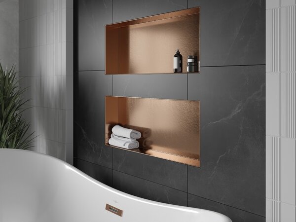 Mexen X-Wall-NR, raft încastrat fără flanșă 75 x 30 cm, cupru mat - 19C1753010