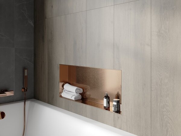 Mexen X-Wall-NR, raft încastrat fără flanșă 75 x 30 cm, cupru mat - 19C1753010