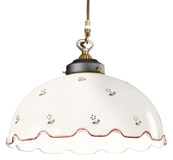 Austrolux Lampă suspendată Nonna flori Ø 36 cm, 1 bec, roz, reglabil, Camera de zi / sufragerie, Sticlă, Casă de țară / Rustic