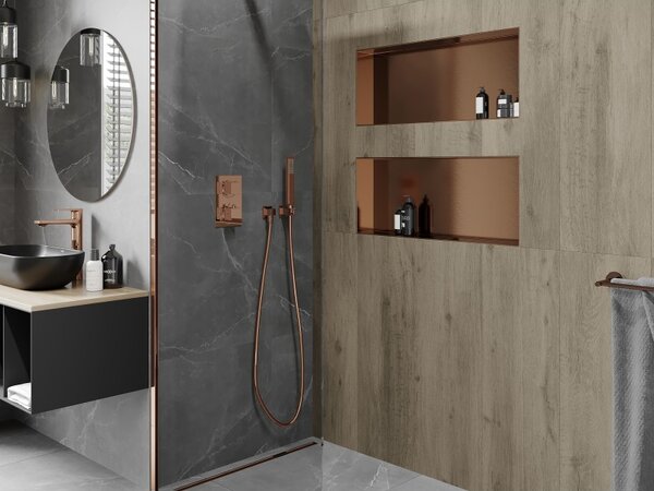 Mexen X-Wall-NR, raft încastrat fără flanșă 75 x 30 cm, cupru mat - 19C1753010