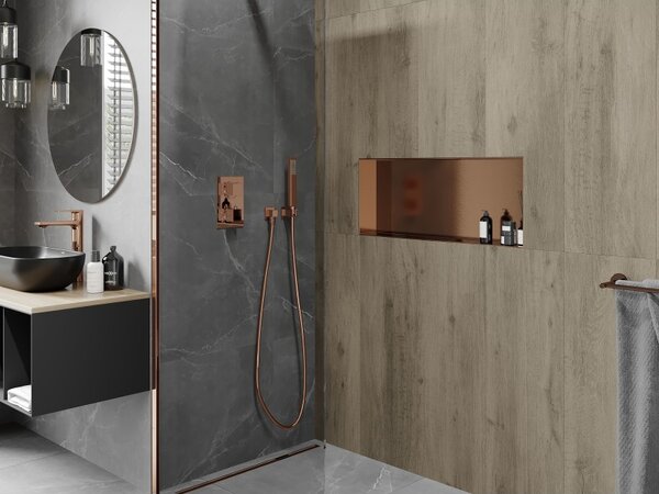 Mexen X-Wall-NR, raft încastrat fără flanșă 75 x 30 cm, cupru mat - 19C1753010