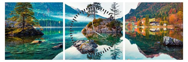 Tablou - Lacul Hintersee, Alpii Bavarezi, Austria (cu ceas) (90x30 cm)