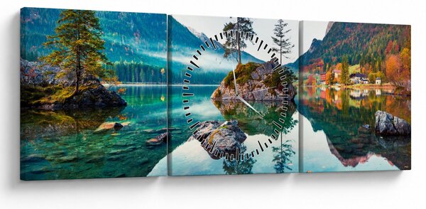 Tablou - Lacul Hintersee, Alpii Bavarezi, Austria (cu ceas) (90x30 cm)