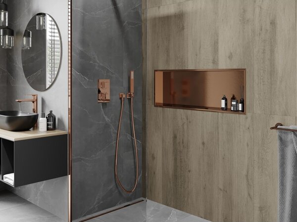Mexen X-Wall-R, raft încastrat cu flanșă 90 x 30 cm, cupru mat - 19C0903010