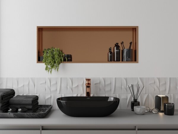 Mexen X-Wall-R, raft încastrat cu flanșă 90 x 30 cm, cupru mat - 19C0903010