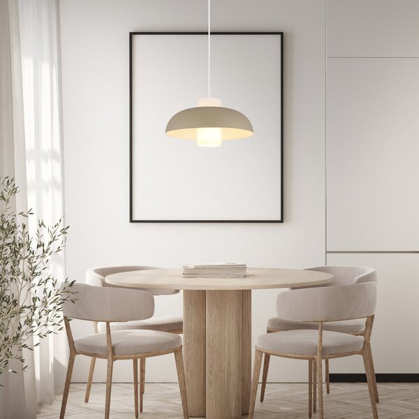 Globo Lampă suspendată Lowe, culoare nisip mat, Ø 38 cm, metal, reglabil, Bej, Camera de zi / sufragerie, Metal, Modern