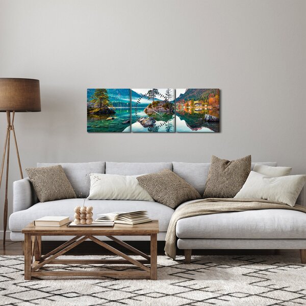 Tablou - Lacul Hintersee, Alpii Bavarezi, Austria (cu ceas) (90x30 cm)