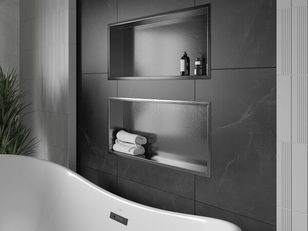 Mexen X-Wall-R, raft încastrat cu flanșă 75 x 30 cm, grafit mat - 19E0753010