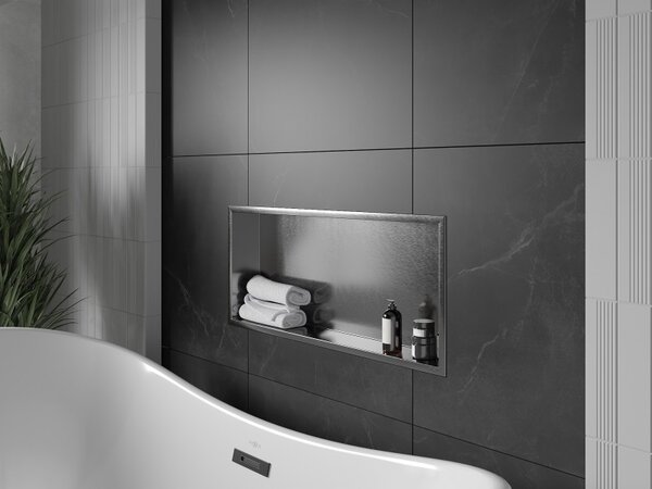 Mexen X-Wall-R, raft încastrat cu flanșă 75 x 30 cm, grafit mat - 19E0753010