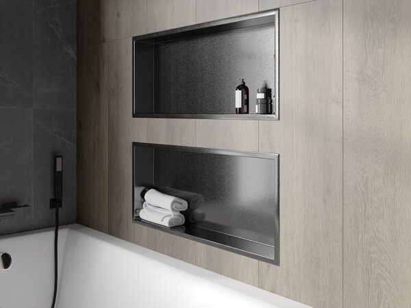 Mexen X-Wall-R, raft încastrat cu flanșă 75 x 30 cm, grafit mat - 19E0753010